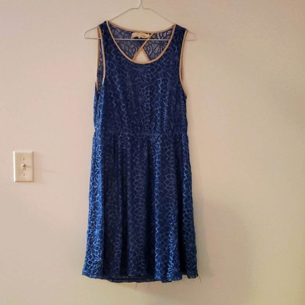 Blue mini backless dress